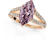 Solitaire Engagement Ring Setting for Fancy Pink Marquise Center with Pave Split Shank and Prong Head in Rose Gold