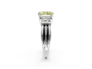 Solitaire Engagement Ring Setting for Fancy Yellow Radiant Cut Center with Grooved Bar Accent Band and Prong Head in White Gold