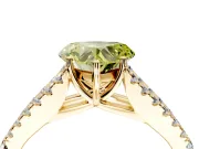 Solitaire Engagement Ring Setting for Fancy Yellow Heart-Shaped Center with Pave Split Shank and Prong Head in Yellow Gold