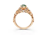 Solitaire Engagement Ring Setting for Fancy Green Marquise Center with Filigree Band and Prong Head in Rose Gold