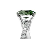 Crossover Engagement Ring Setting for Fancy Green Oval Center with Pave and Plain Strands and Prong Head in Platinum