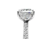 Solitaire Engagement Ring Setting for Princess Cut Center with Fine Pave Band and Prong Head in Platinum