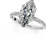 Solitaire Engagement Ring Setting for Marquise Center with Fine Pave Accents and Prong Head in Platinum