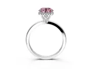 Solitaire Engagement Ring Setting for Fancy Pink Round Cut Center with Fine Wire Band and Prong Head in Platinum