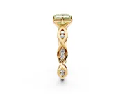 Solitaire Engagement Ring Setting for Fancy Yellow Princess Cut Center with Accented Twist Band and Leaf Prong Head in Yellow Gold