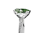 Side Accent Engagement Ring Setting for Fancy Green Pear-Shaped Center with Accent Shoulders and Prong Head in Sterling Silver