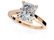 Solitaire Engagement Ring Setting for Radiant Cut Center with Tapered Shoulders and Prong Head in Rose Gold