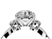 3 Stone Engagement Ring Setting for Round Cut Center with Pave Twist Band and Prong Head in White Gold
