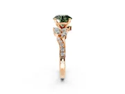 Solitaire Engagement Ring Setting for Fancy Green Round Cut Center with Marquise Accent Twist Band and Prong Head in Rose Gold