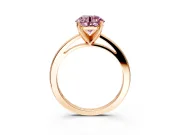Solitaire Engagement Ring Setting for Fancy Pink Round Cut Center with Basket Rail and Prong Head in Rose Gold
