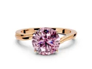 Solitaire Engagement Ring Setting for Fancy Pink Round Cut Center with Plain Bypass Twist Band and Prong Head in Rose Gold