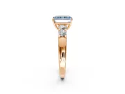 5 Stone Engagement Ring Setting for Fancy Blue Radiant Cut Center with Plain Band and Prong Head in Rose Gold