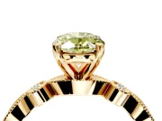 Solitaire Engagement Ring Setting for Fancy Yellow Oval Center with Milgrain Bezel Accents and Prong Head in Yellow Gold
