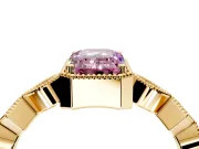 Milgrain Bezel Engagement Ring Setting for Fancy Pink Emerald Cut Center with Marquise Stations and Bezel Head in Yellow Gold