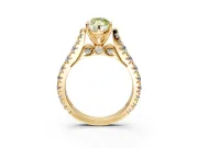 Solitaire Engagement Ring Setting for Fancy Yellow Marquise Center with Pave Cathedral Shoulders and Prong Head in Yellow Gold