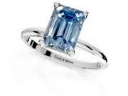 Minimalist Solitaire Engagement Ring Setting for Fancy Blue Emerald Cut Center with Thin Band and Prong Head in Sterling Silver
