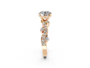 Solitaire Engagement Ring Setting for Round Cut Center with Bar-Station Pave Twist and Prong Head in Rose Gold