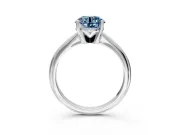 Solitaire Engagement Ring Setting for Fancy Blue Round Cut Center with Knife Ridge Band and Claw Prong Head in Sterling Silver