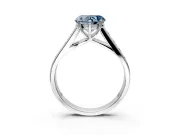 Solitaire Engagement Ring Setting for Fancy Blue Heart-Shaped Center with Cathedral Channel Band and Prong Head in Sterling Silver