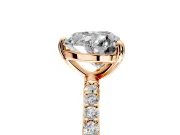 Solitaire Engagement Ring Setting for Heart-Shaped Center with Pave Accents and Prong Head in Rose Gold