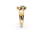 Solitaire Engagement Ring Setting for Fancy Green Oval Center with Wide Band and Bezel Head in Yellow Gold