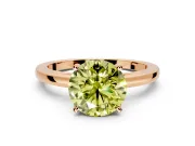 Solitaire Engagement Ring Setting for Fancy Yellow Round Cut Center with Basket Rail and Prong Head in Rose Gold