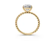 Solitaire Engagement Ring Setting for Princess Cut Center with Plain Twisted Rope Band and Prong Head in Yellow Gold
