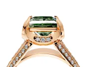 Solitaire Engagement Ring Setting for Fancy Green Princess Cut Center with Accented Split Shank and Prong Head in Rose Gold