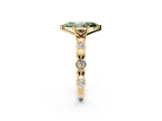Solitaire Engagement Ring Setting for Fancy Green Marquise Center with Beaded Bezel Station Band and Prong Head in Yellow Gold