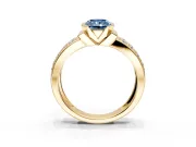 Bezel Engagement Ring Setting for Fancy Blue Radiant Cut Center with Wide Channel-Set Band and Bezel Head in Yellow Gold