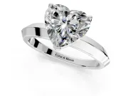 Solitaire Engagement Ring Setting for Heart-Shaped Center with Wide Knife Ridge Band and Prong Head in Sterling Silver