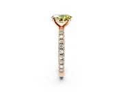 Solitaire Engagement Ring Setting for Fancy Yellow Oval Center with Fine Pave Band and Claw Prong Head in Rose Gold