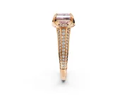 Solitaire Engagement Ring Setting for Fancy Pink Princess Cut Center with Accented Split Shank and Prong Head in Rose Gold