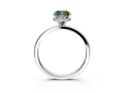 Hidden Halo Engagement Ring Setting for Fancy Green Cushion Cut Center with Plain Band and Tall Prong Head in Sterling Silver