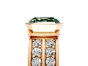 Bezel Engagement Ring Setting for Fancy Green Asscher Cut Center with Wide Channel-Set Band and Bezel Head in Rose Gold