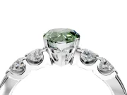 5 Stone Engagement Ring Setting for Fancy Green Pear-Shaped Center with Plain Band and Prong Head in Platinum