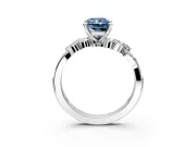 Solitaire Engagement Ring Setting for Fancy Blue Radiant Cut Center with Marquise Accent Twist Band and Prong Head in White Gold