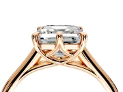 Solitaire Engagement Ring Setting for Asscher Cut Center with Cathedral Band and Prong Head in Rose Gold