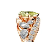 Halo Engagement Ring Setting for Fancy Yellow Pear-Shaped Center with Marquise and Pave Bypass Band and Prong Head in Rose Gold