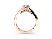 Solitaire Engagement Ring Setting for Fancy Pink Pear-Shaped Center with Crossover Accents and Prong Head in Rose Gold