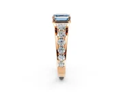 Solitaire Engagement Ring Setting for Fancy Blue Asscher Cut Center with Graduated Shared Prongs and Prong Head in Rose Gold