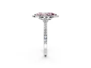 Halo Engagement Ring Setting for Fancy Pink Marquise Center with Pave Accents, Heart Basket and Prong Head in Platinum