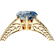 Split Shank Engagement Ring Setting for Fancy Blue Heart-Shaped Center with Pave Split Shank and Prong Head in Yellow Gold