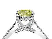 Solitaire Engagement Ring Setting for Fancy Yellow Cushion Cut Center with Widening Pave Band and Claw Prong Head in Sterling Silver