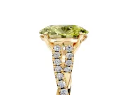 Solitaire Engagement Ring Setting for Fancy Yellow Oval Center with Twisted Pave Split Shank and Prong Head in Yellow Gold