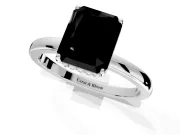 Solitaire Engagement Ring Setting for Fancy Black Radiant Cut Center with Fine Wire Band and Prong Head in Sterling Silver