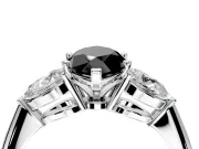 3 Stone Engagement Ring Setting for Fancy Black Marquise Center with Large Pear-Shaped Accents and Prong Head in White Gold