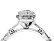 Baguette Engagement Ring Setting for Radiant Cut Center with Alternating Bar-Set Band and Prong Head in Sterling Silver