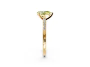 Solitaire Engagement Ring Setting for Fancy Yellow Pear-Shaped Center with Channel Accents and Prong Head in Yellow Gold