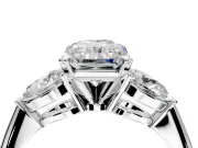 3 Stone Engagement Ring Setting for Radiant Cut Center with Large Pear-Shaped Accents and Prong Head in White Gold